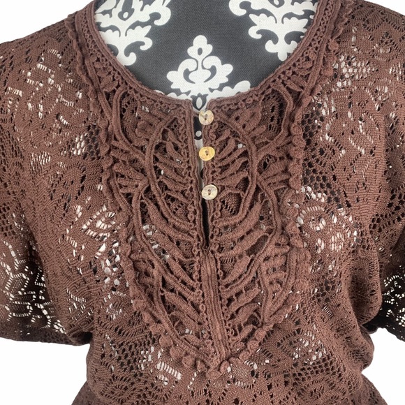 Knitted Peplum Brown Top - Picture 6 of 14